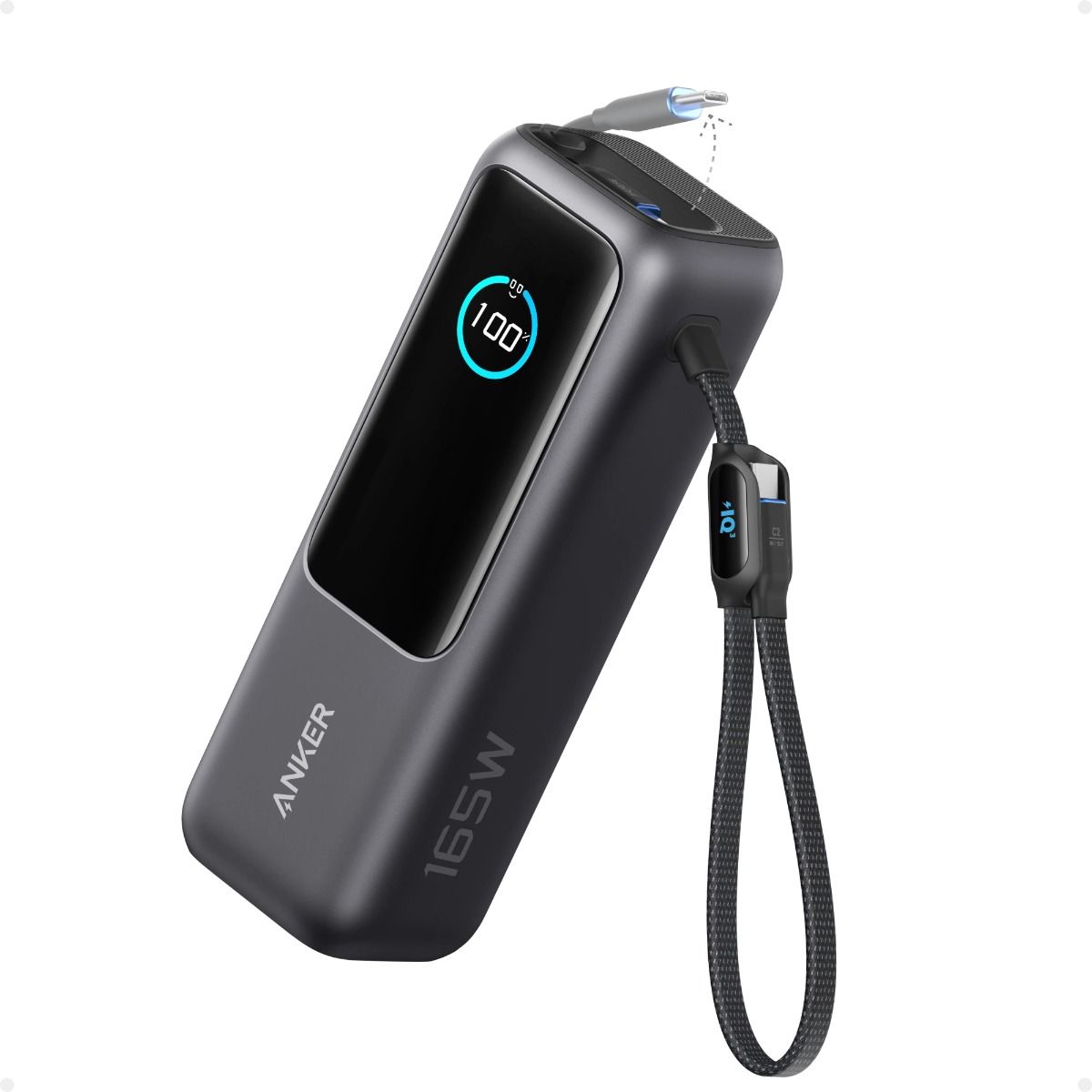 Anker Zolo Power Bank 25000mAh - 165W - Built-in USB-C Cables - A1695H11 - Black