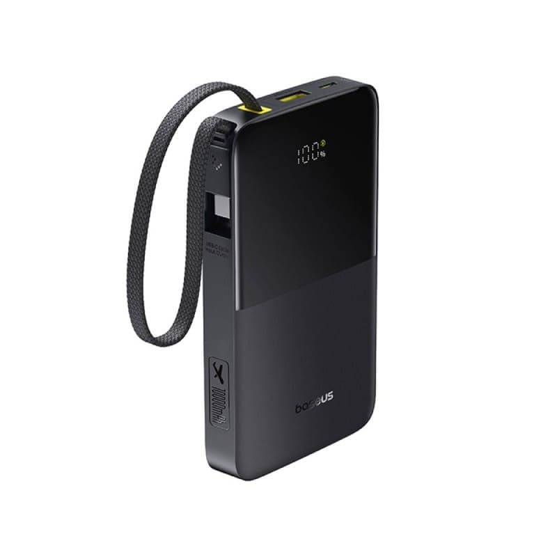 باور بانك Baseus FC51 Bipow2 Pro بسعة 10000mAh و22.5 واط مع كابل مدمج وشاشة رقمية – أسود