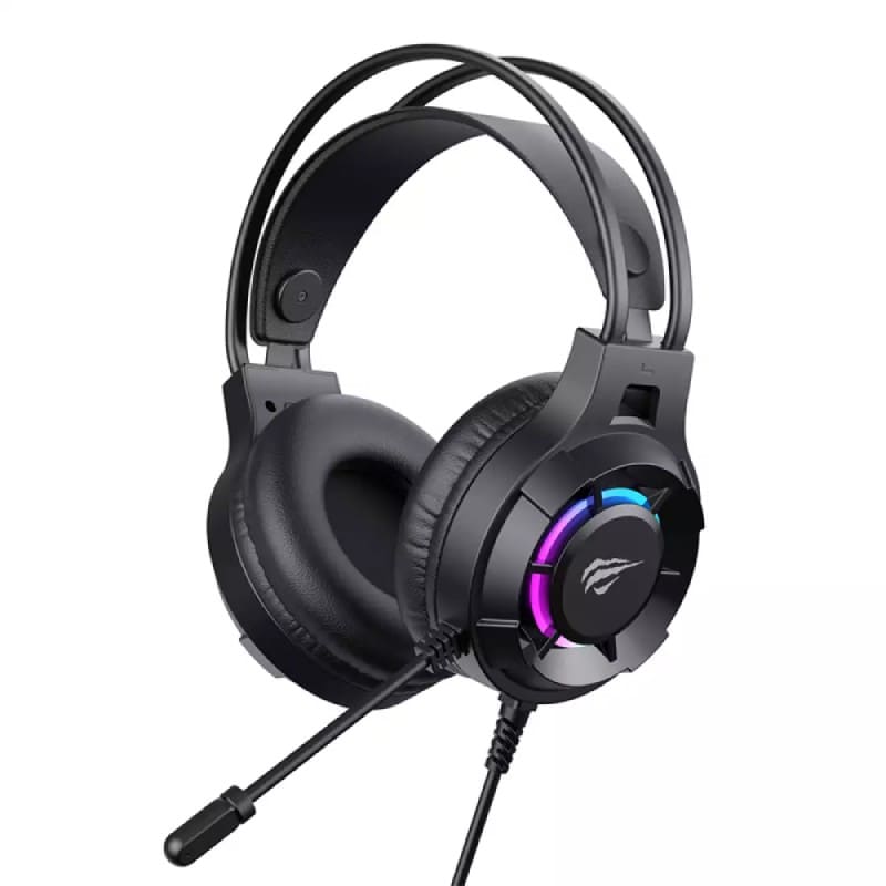 سماعة HAVIT H2049d جيمينج 3.5 مم + USB بإضاءة RGB – أسود