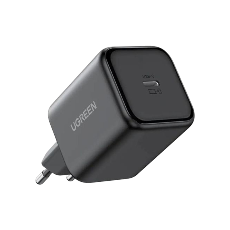 UGREEN 45W GaN Fast Charger - USB-C - EU Plug - Black + UGREEN USB-C to USB-C ROUND CABLE (60w) Braided BLACK