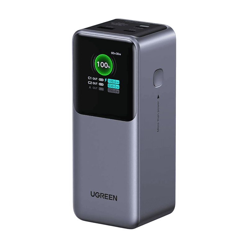 UGREEN PB721 Power Bank 20000mAh, 130W, QC + PD, 1 x USB-A - 2 x USB-C, Gray + UGREEN USB-C to USB-C ROUND CABLE (60w)